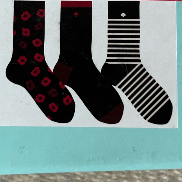 Kate Spade Socks - 3 pair boxed set- Black & Red - Picture 3 of 3